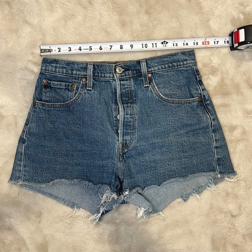 Levi's Womens 501 Original Cut-Off Denim Shorts Button Fly Blue 29